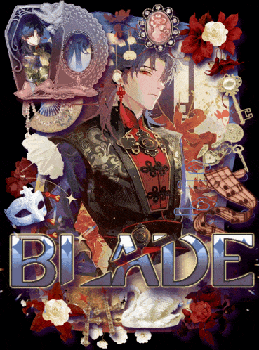 a poster for blade shows a man in a red and black outfit