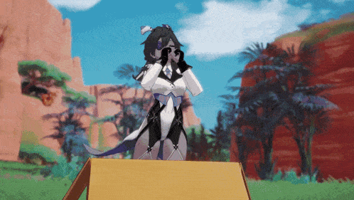 a video game character is standing on a yellow box