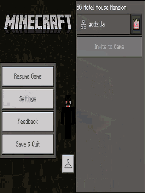 a screenshot of a video game called minecraft with a monster on the screen