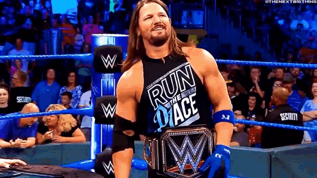a wrestler is wearing a shirt that says run the damn ace