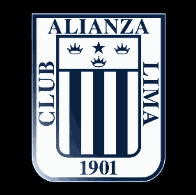 a blue and white alianza lima logo with a black background