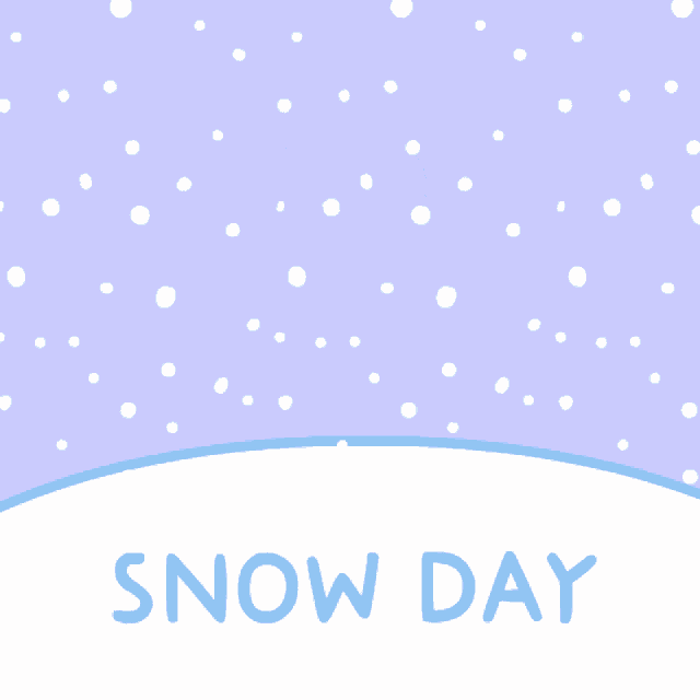 a cartoon of a dinosaur wearing a hat and the words snow day