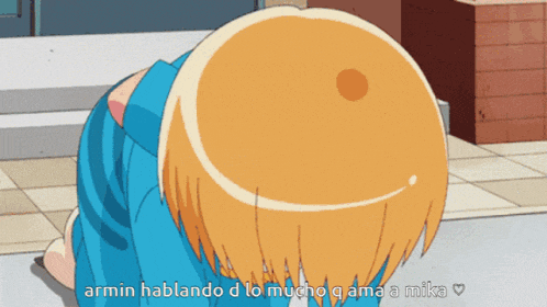 a cartoon of a girl with the words armin hablando d lo mucho q ama a mika