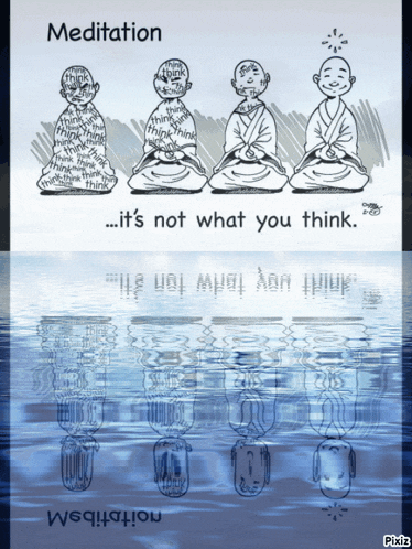 a cartoon of monks sitting in a row with the words " meditation " on the bottom