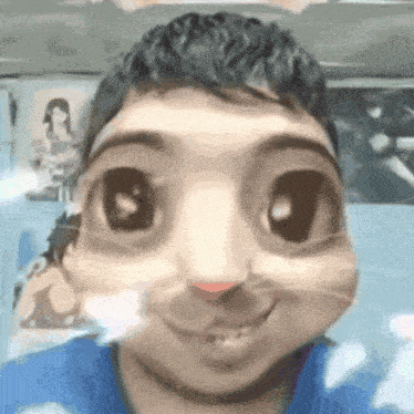 a close up of a person 's face with a cat 's nose on it