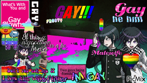 a collage of anime characters with the words gay he hims