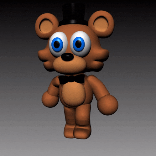 a 3d model of a teddy bear with blue eyes