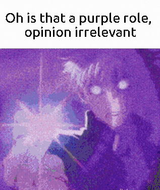 a pixelated image of a person with the words oh is that a purple role opinion irrelevant