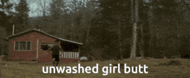 a blurred image of a scarecrow with the words unwashed girl butt written below it