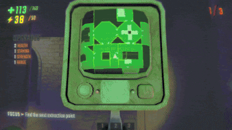 a screenshot of a video game shows a map and says focus