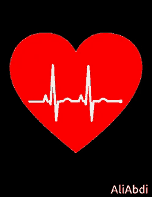 a red heart with a white heartbeat line in the middle