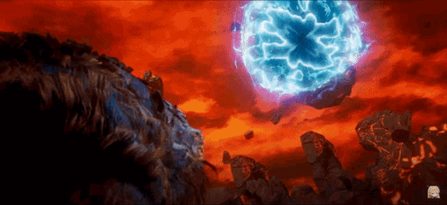 a computer generated image of a planet with a red sky