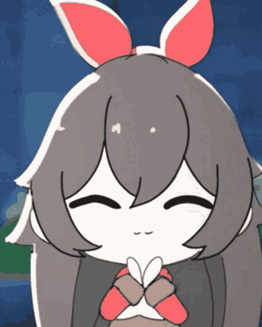 a cartoon drawing of a girl with bunny ears and a bow