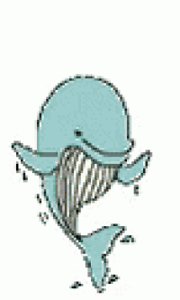 a cartoon whale with a heart on its head and a ball in its mouth .