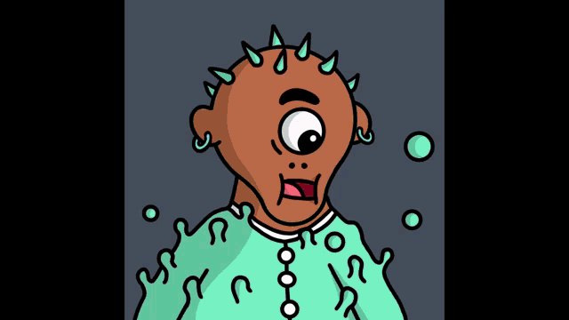 a cartoon drawing of a pyramid wearing a nike hat and shooting lasers