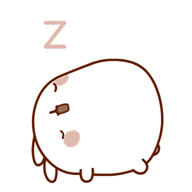 a cartoon drawing of a pig sleeping with the word zzz below it