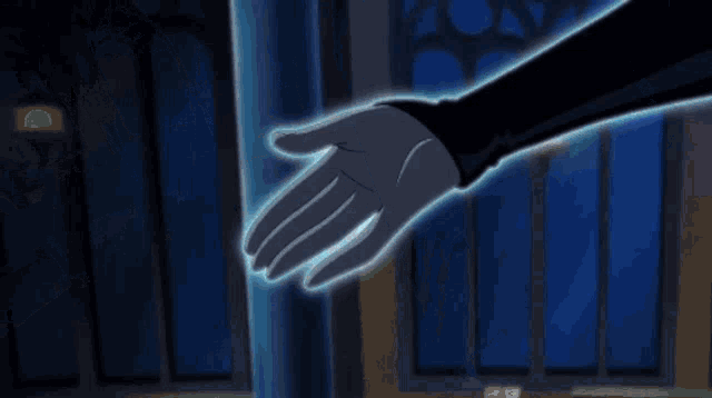 a person is holding a lightning bolt in their hand in a room .
