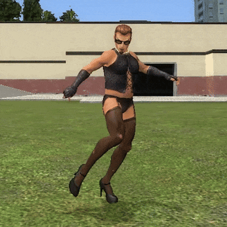 a woman in stockings and high heels is dancing in a field