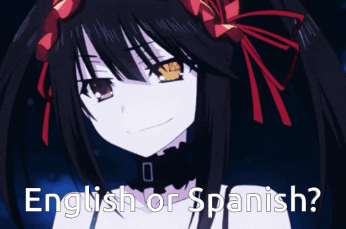 a picture of a girl with the words english or spanish written below her