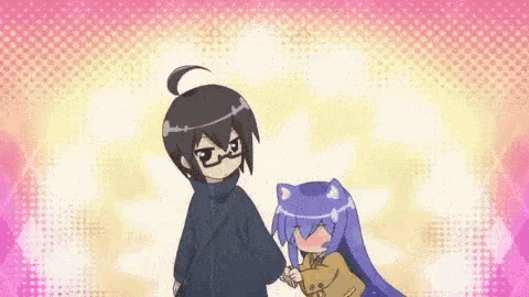 a man and a girl are standing next to each other holding hands .