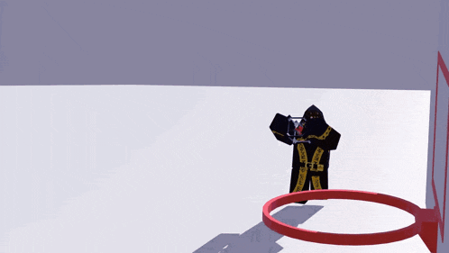 a basketball hoop with a robot in it that says " free cop "