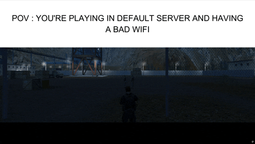 a screenshot of a video game that says " you 're playing in default server and having a bad wifi " at the top
