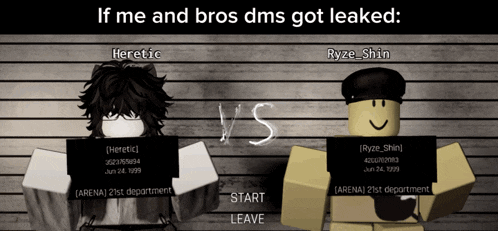 heretic and ryze shin are standing next to each other in front of a wall