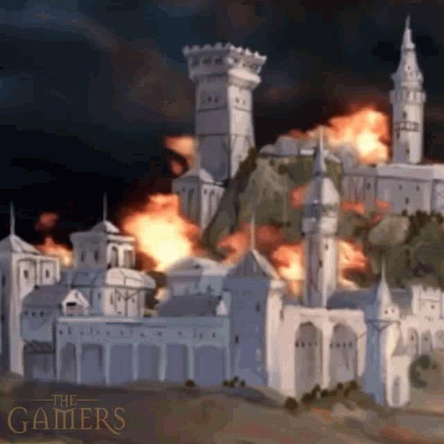 a painting of a castle with the words the gamers on the bottom