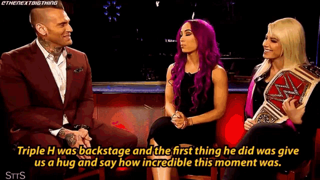 triple h was backstage and the first thing he did was give us a hug and say how incredible this moment was ..