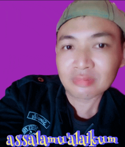 a man wearing a hat and a black jacket with the words assalamualaikum on the bottom