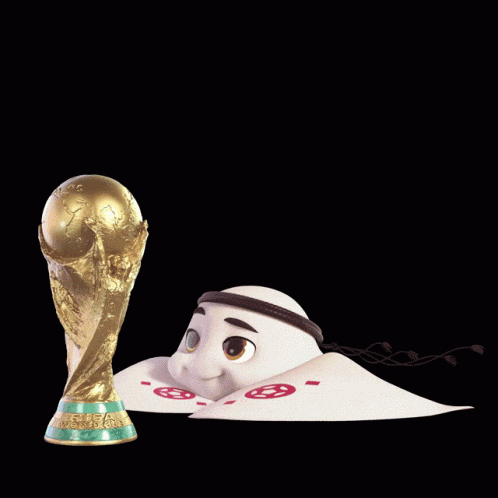 a gold trophy with the word world cup on it