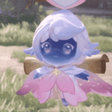 a cartoon character with pink wings and a heart on her head
