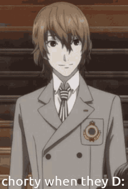 a picture of a man in a suit and tie with the words " chorty when they d " below him