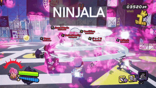 a video game with ninjala written on the top