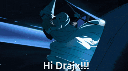 a drawing of a person with the words hi drajx on it