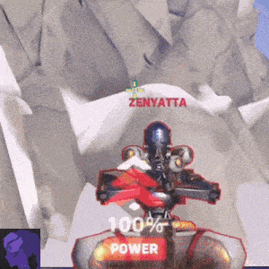 a video game character with the name zenyatta on the top