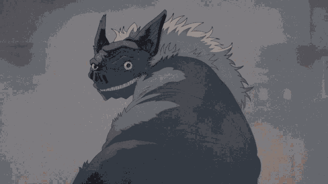 a cartoon drawing of a rhino with a furry collar