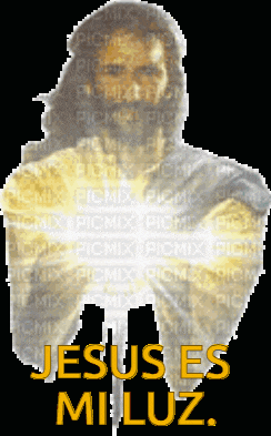 a picture of jesus with the words " jesus es miluz " on the bottom