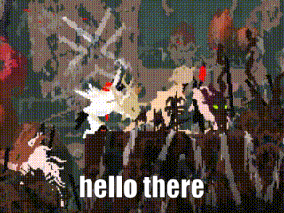 a pixelated image with the words hello there