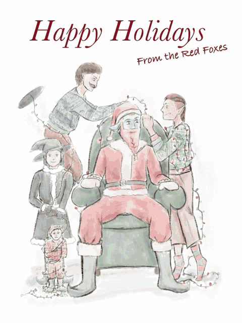 a happy holidays from the red foxes christmas card