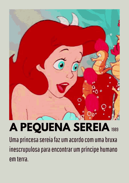 a poster for the little mermaid 1989 shows ariel surrounded by seahorses