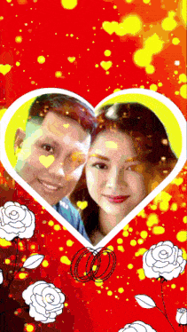 a picture of a man and a woman in a heart shaped frame