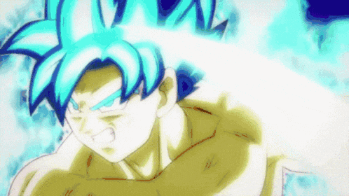 a close up of a cartoon character with a blue hair