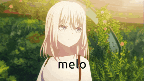 a picture of a girl with the word melo on the bottom