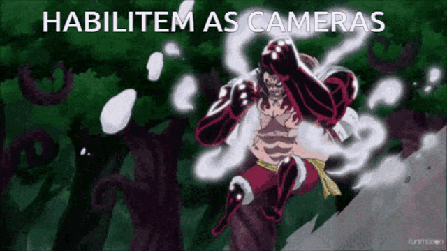 a cartoon of a man with the words " habilitam as cameras " on the top