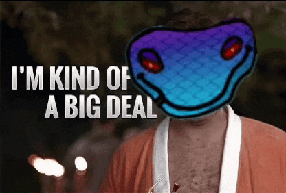 a man with a snake on his head says `` i 'm kind of a big deal '' .