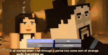 a screenshot of a video game with the words it all started when i fell through a portal into some sort of strange world everything was