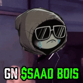 a cartoon character wearing sunglasses and a hood with the words gn ssaad bois written below it
