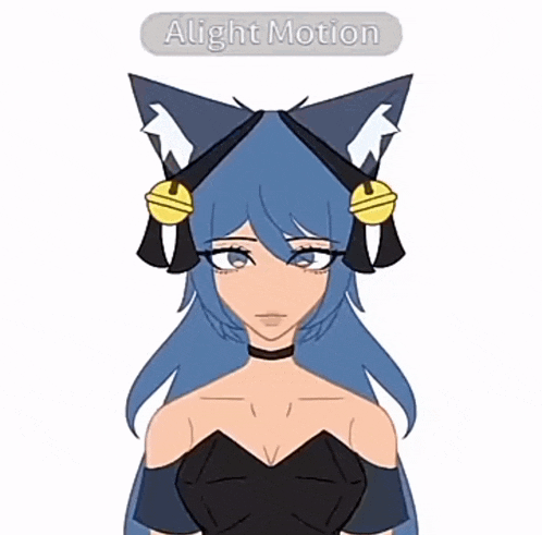 a cartoon of a girl with cat ears and a choker
