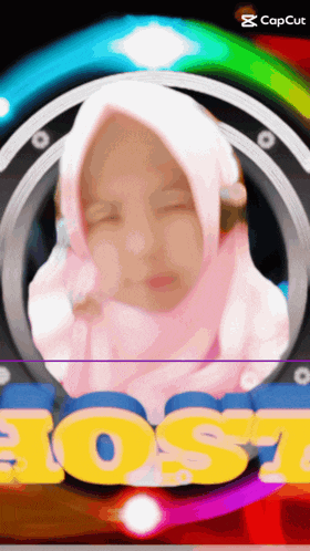 a girl in a pink hijab is surrounded by the words lost